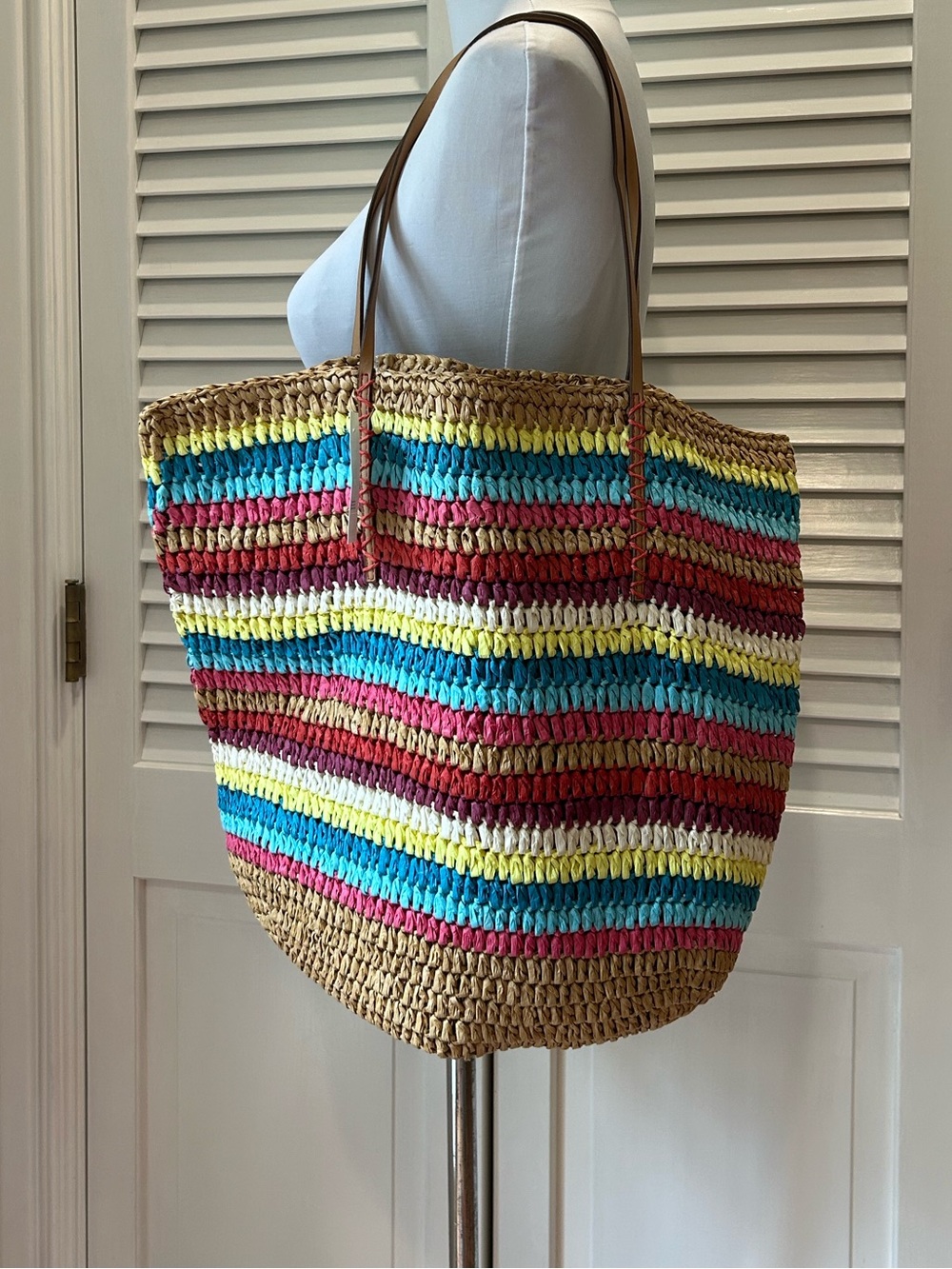 Woven Multicolor Tote Bag NWT